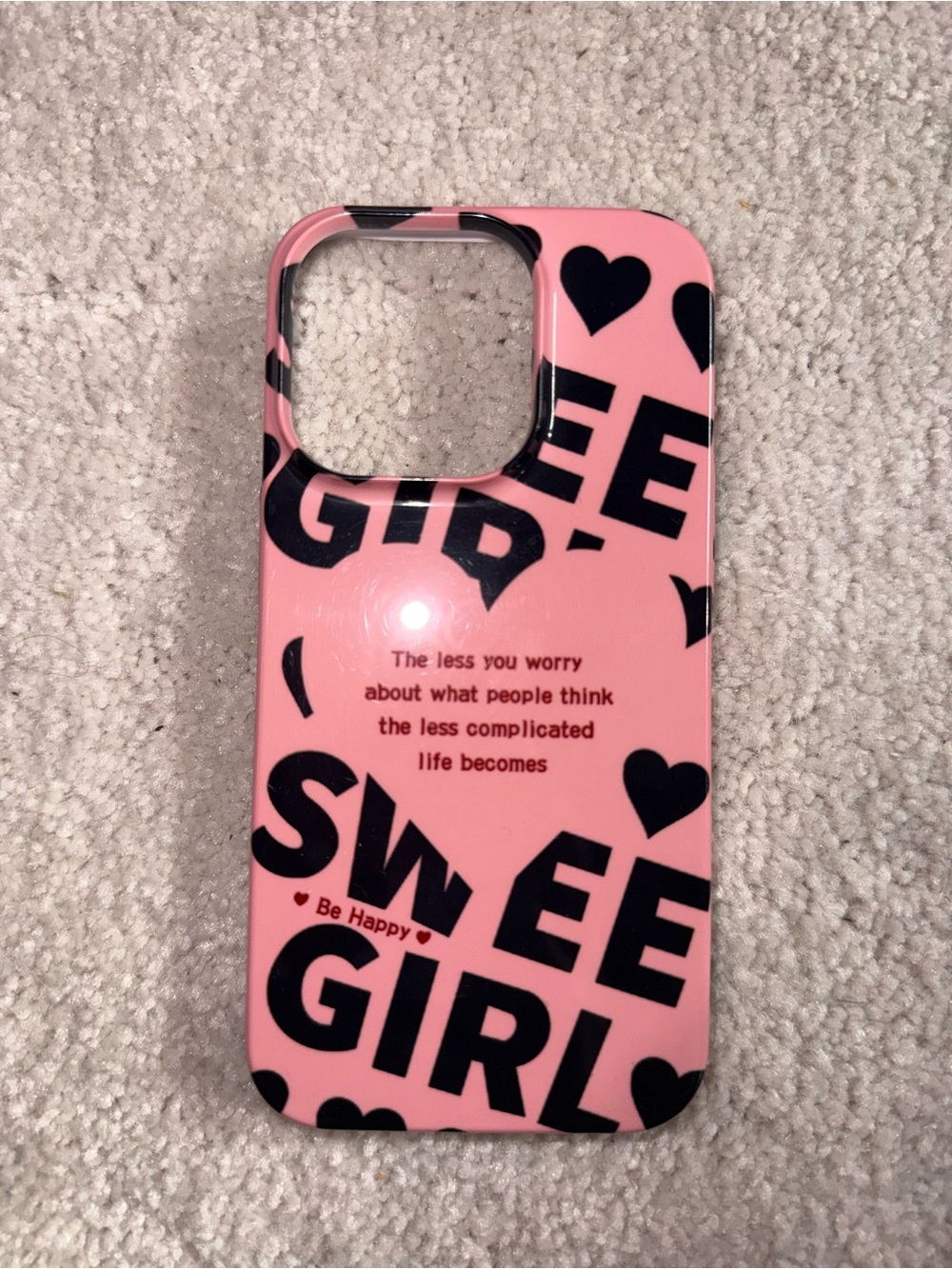 Pink 'Sweet Girl' Decorative Phone Case - Be Happy